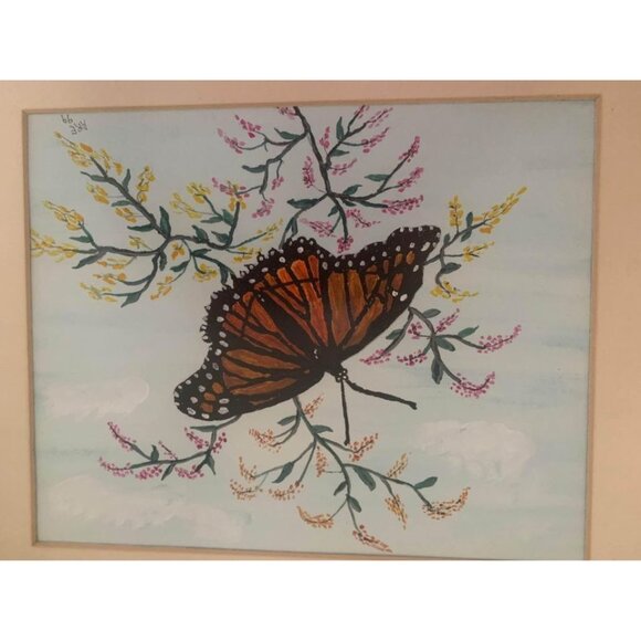 Watercolor Butterfly Framed Picture by Anna Ruth Enders 1999 12.5”x15.5” - Picture 2 of 3
